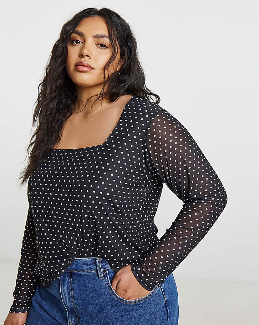 New In - Square Neck Mesh Top
