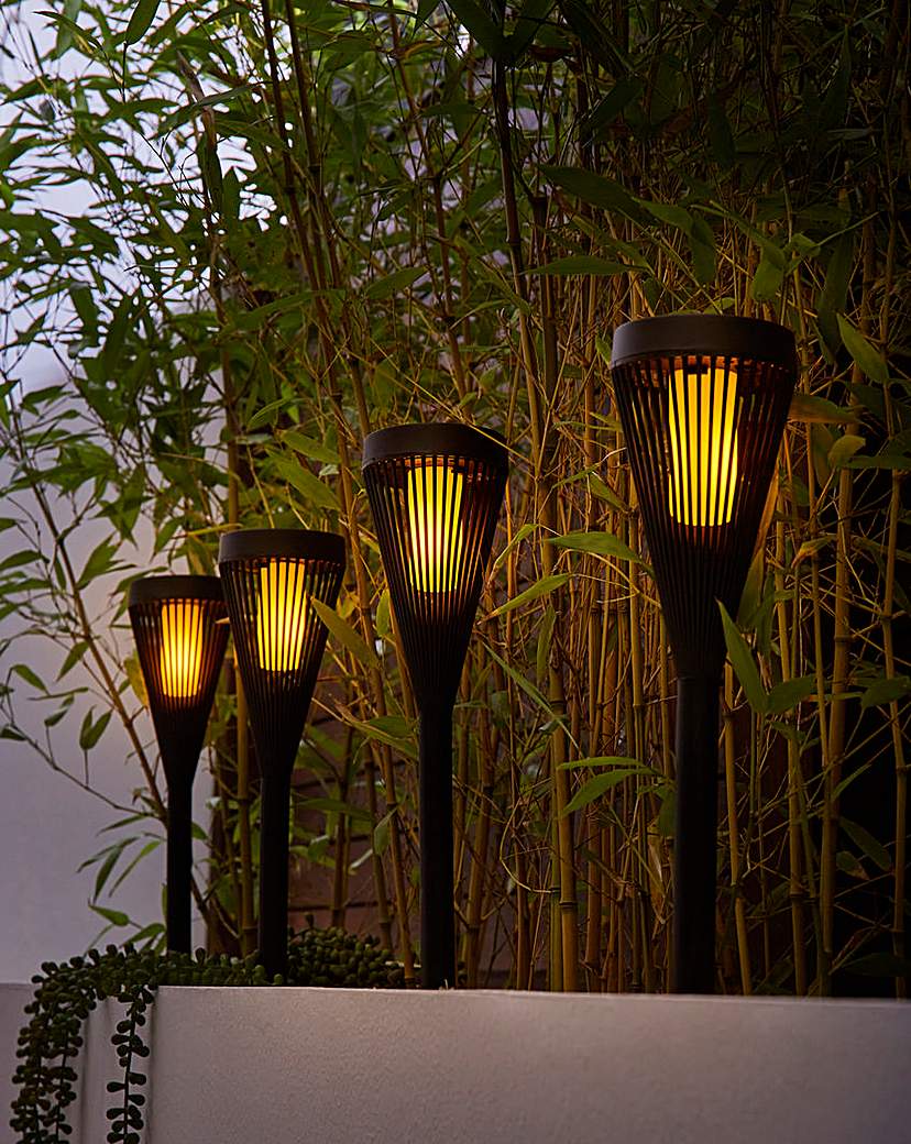 4 Urbane Flaming Stake Lights