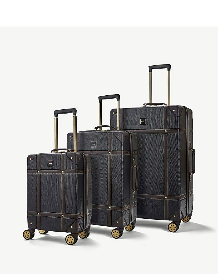 New In - Rock Vintage 3pc Suitcase Set - Black