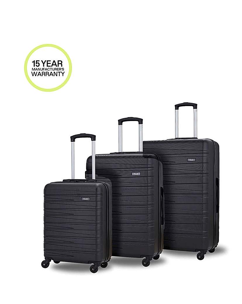 Rock Seattle 3pc Suitcase Set Black Rock …