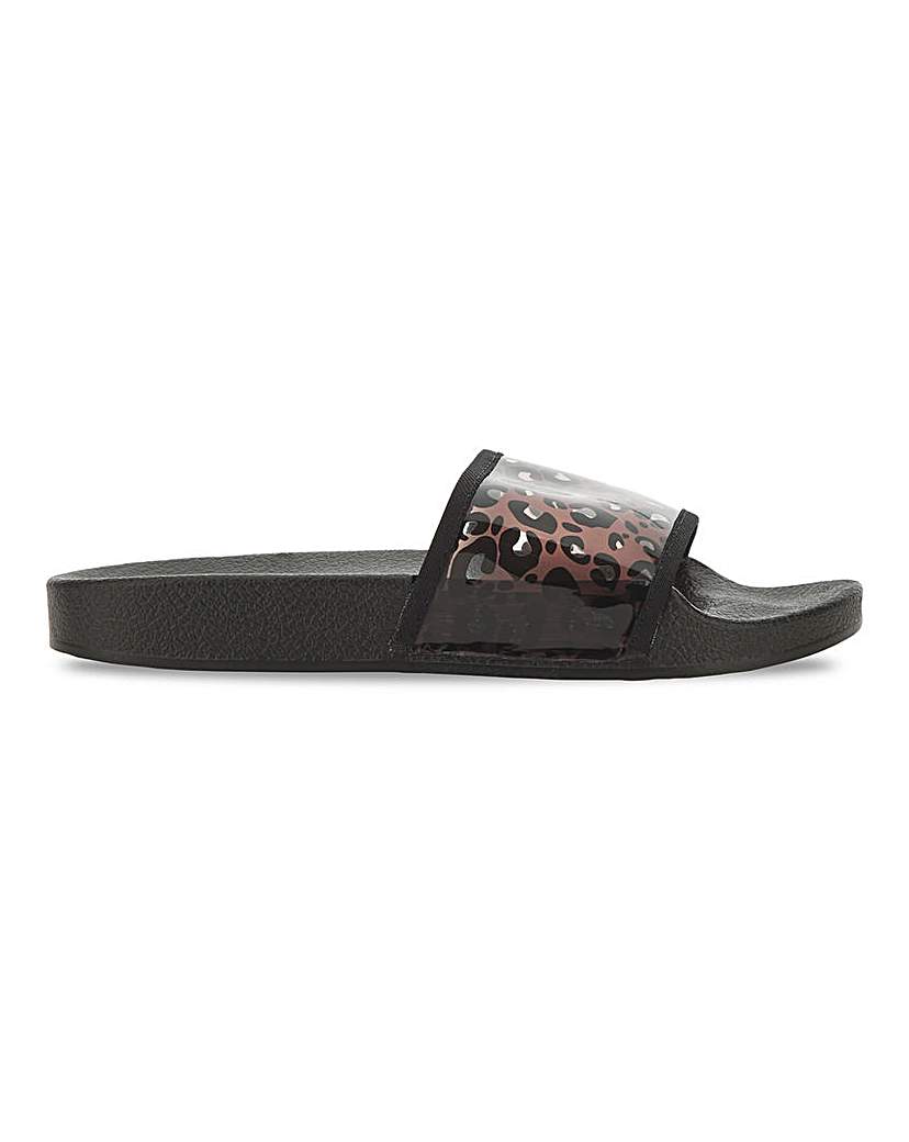 Leopard Perspex Sliders Extra Wide Fit