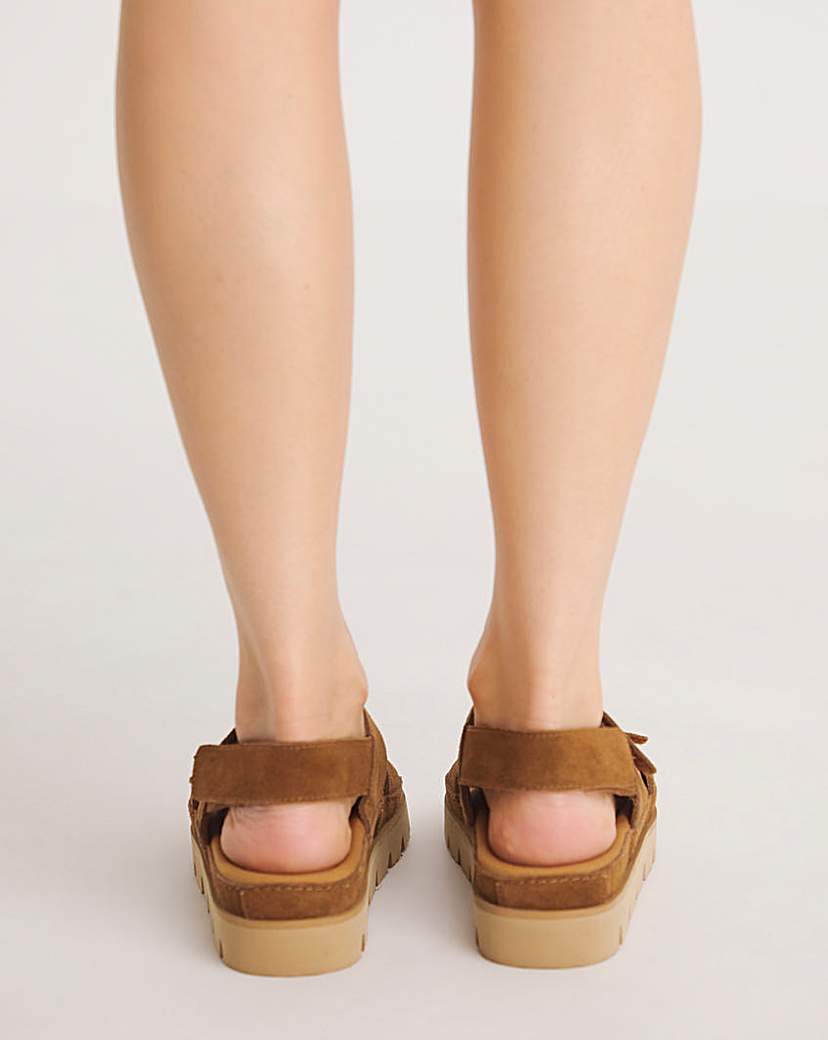 Chunky Suede Touch Close Sandal Wide