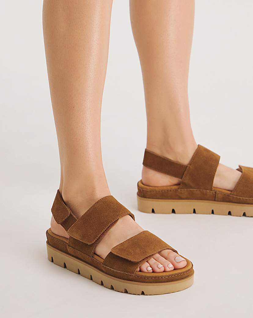 Chunky Suede Touch Close Sandal Wide