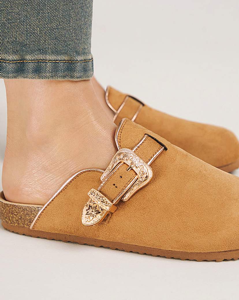 Footbed Closed Toe Mule Shoe Ex Wide