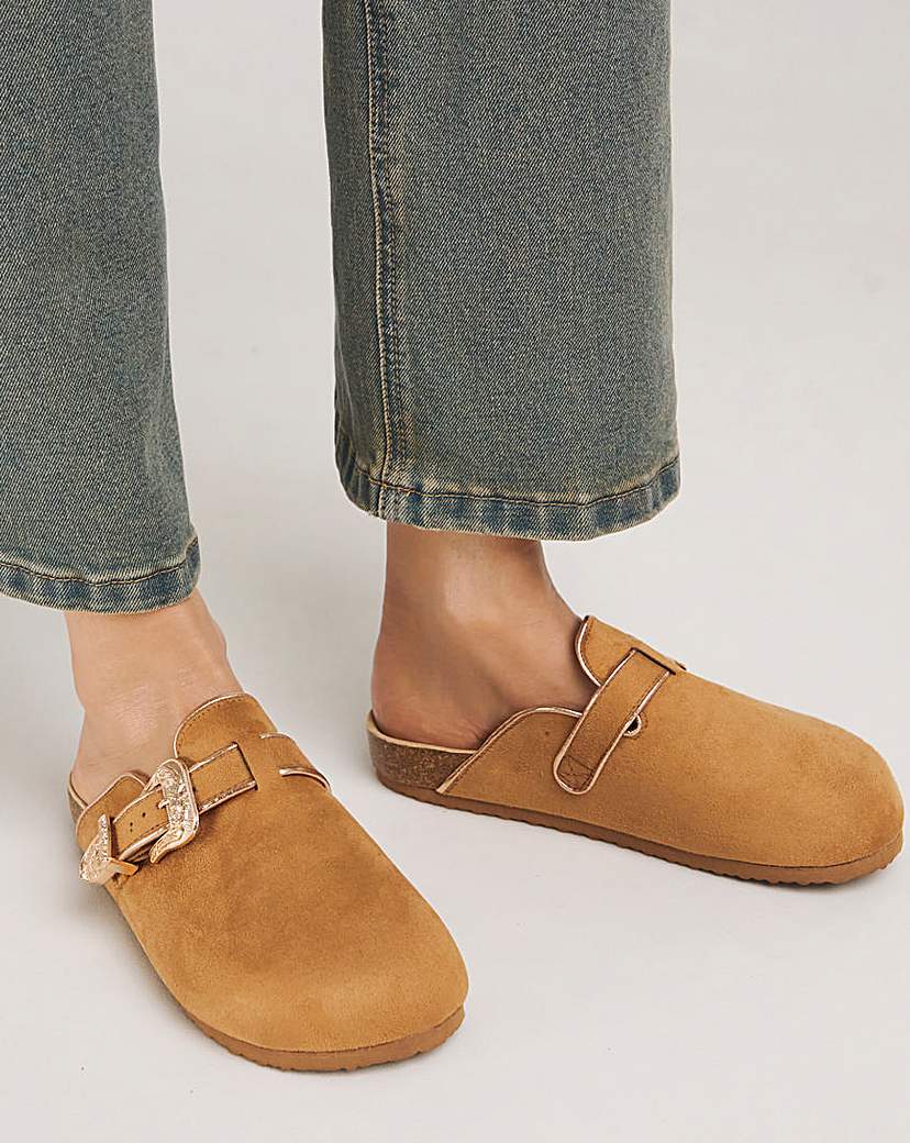 Footbed Closed Toe Mule Shoe Ex Wide
