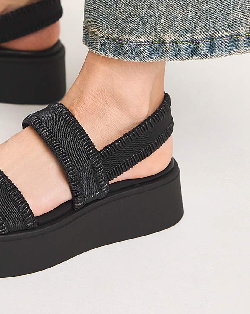 Ruched Strapped Flatform Sandal Ex Wide