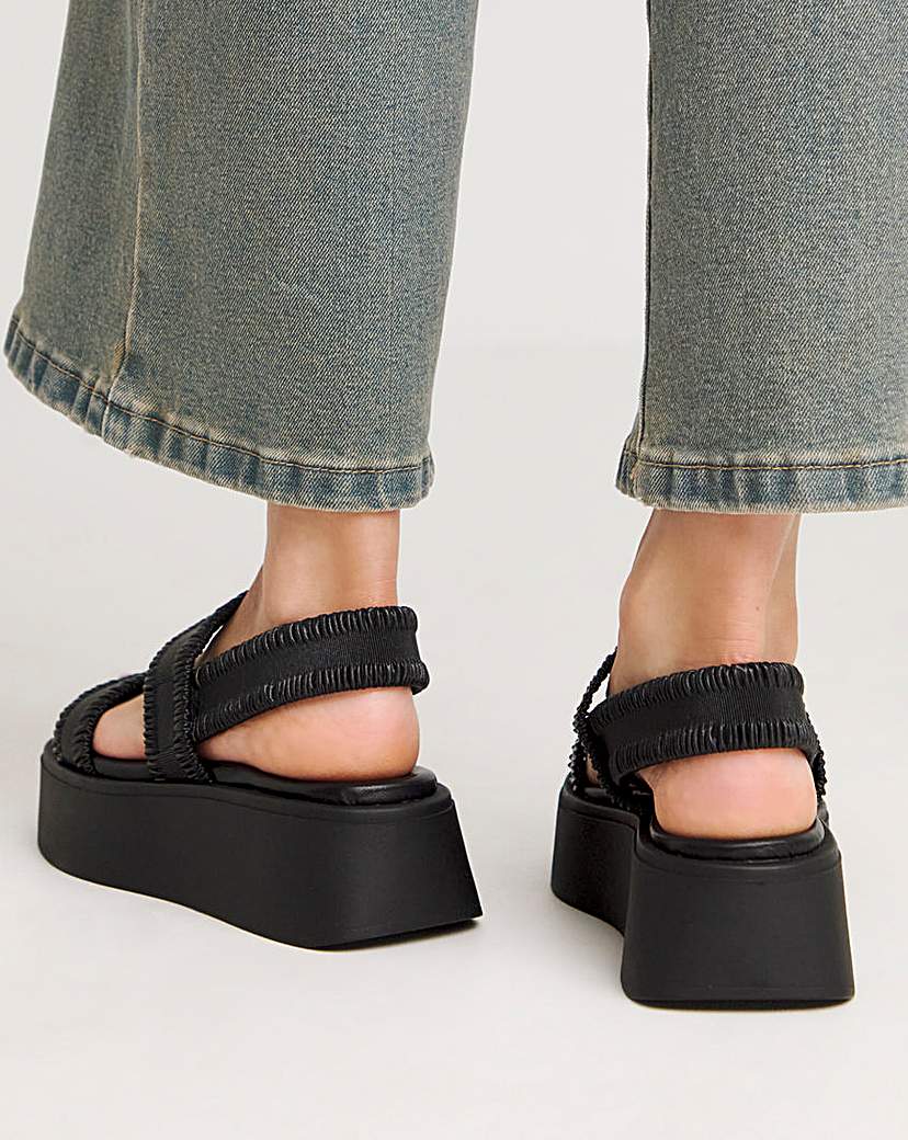Ruched Strapped Flatform Sandal Ex Wide