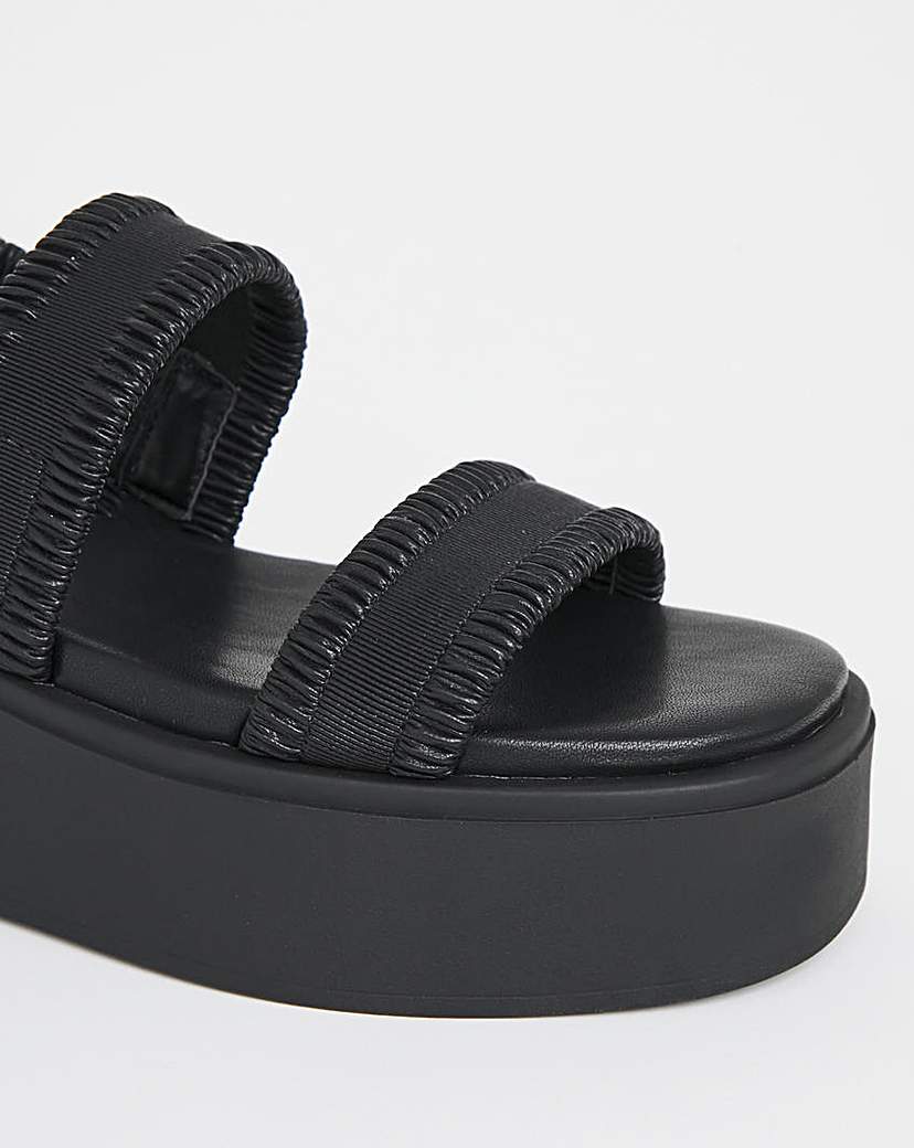 Ruched Strapped Flatform Sandal Ex Wide