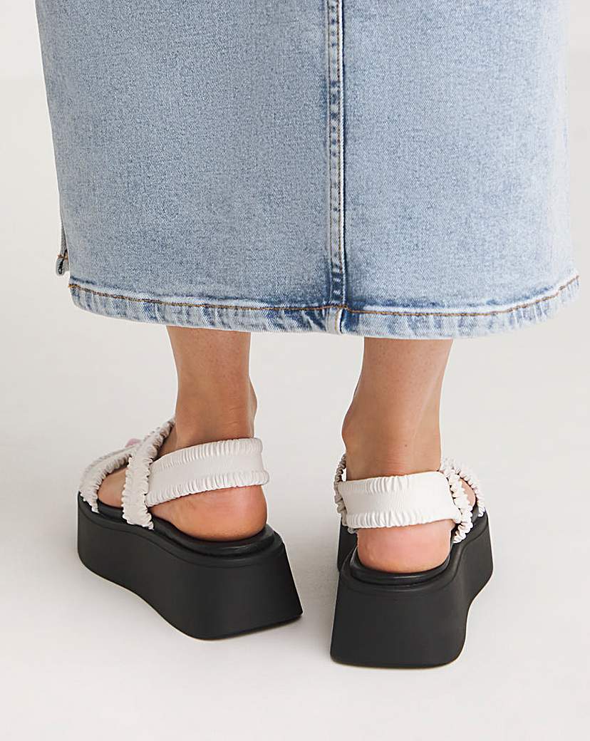 Ruched Strapped Flatform Sandal Ex Wide