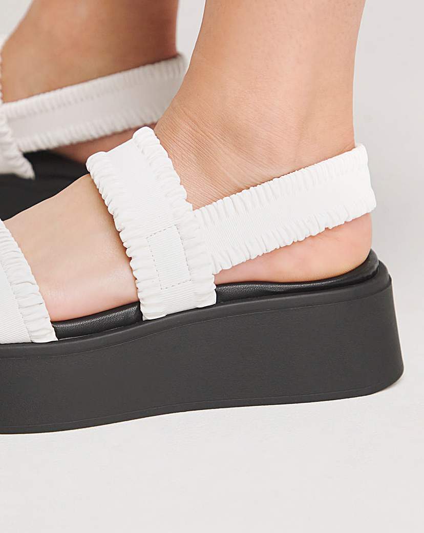 Ruched Strapped Flatform Sandal Ex Wide