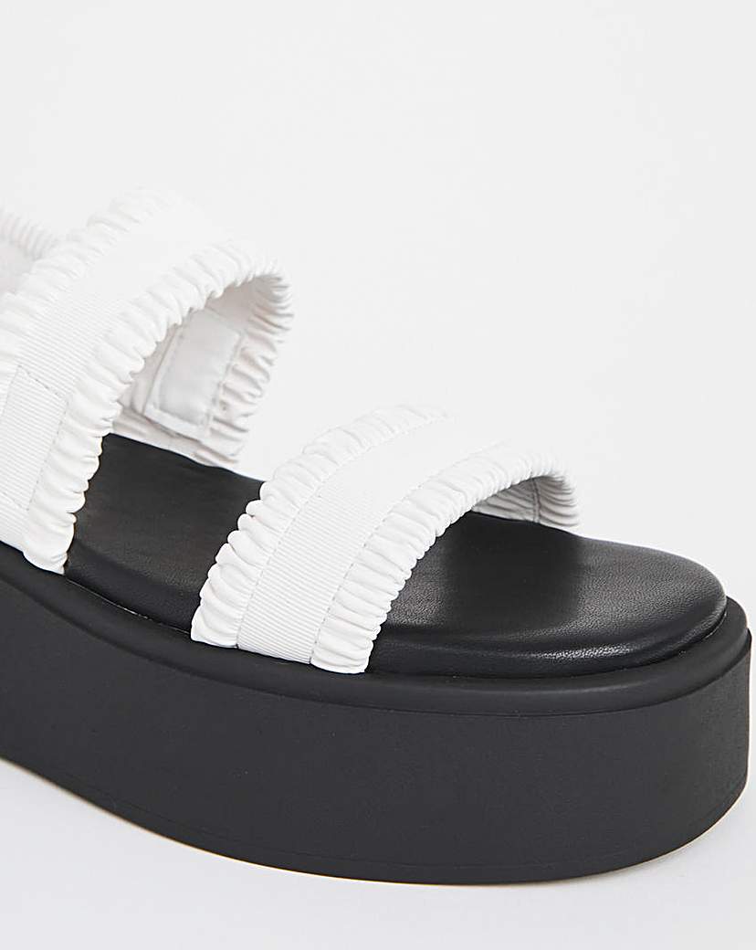 Ruched Strapped Flatform Sandal Ex Wide