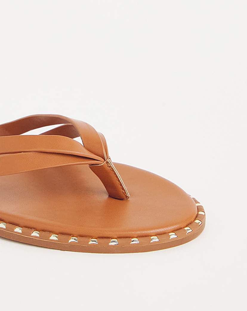 Two Strap Toe Post Flat Sandal Ex Wide