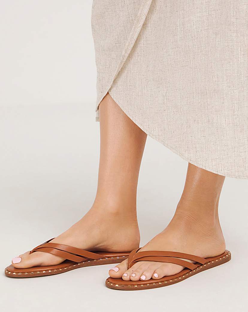 Two Strap Toe Post Flat Sandal Ex Wide