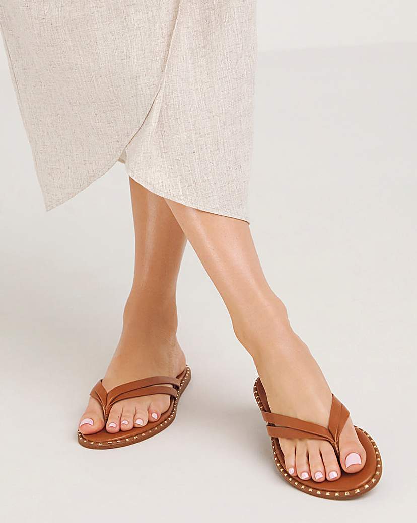 Two Strap Toe Post Flat Sandal Ex Wide