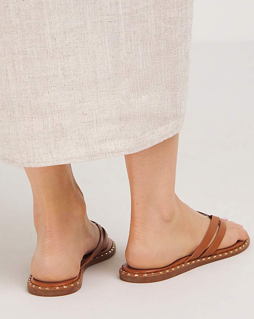 Two Strap Toe Post Flat Sandal Ex Wide