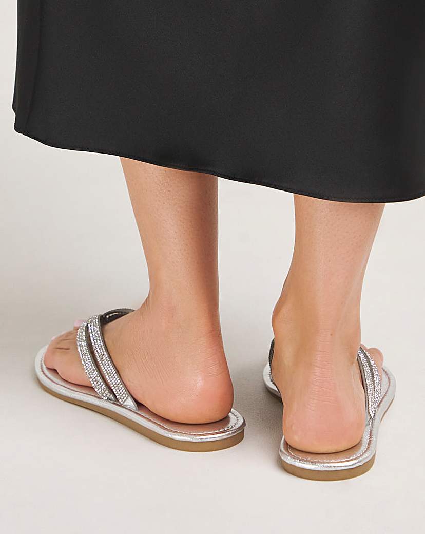 Two Strap Toe Post Flat Sandal Ex Wide
