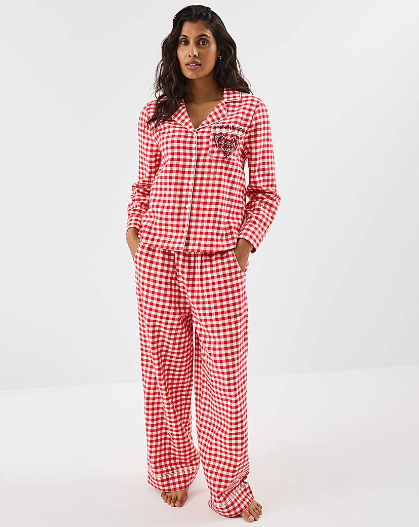 New In - Accessorize Embroidered Gingham Pyjamas