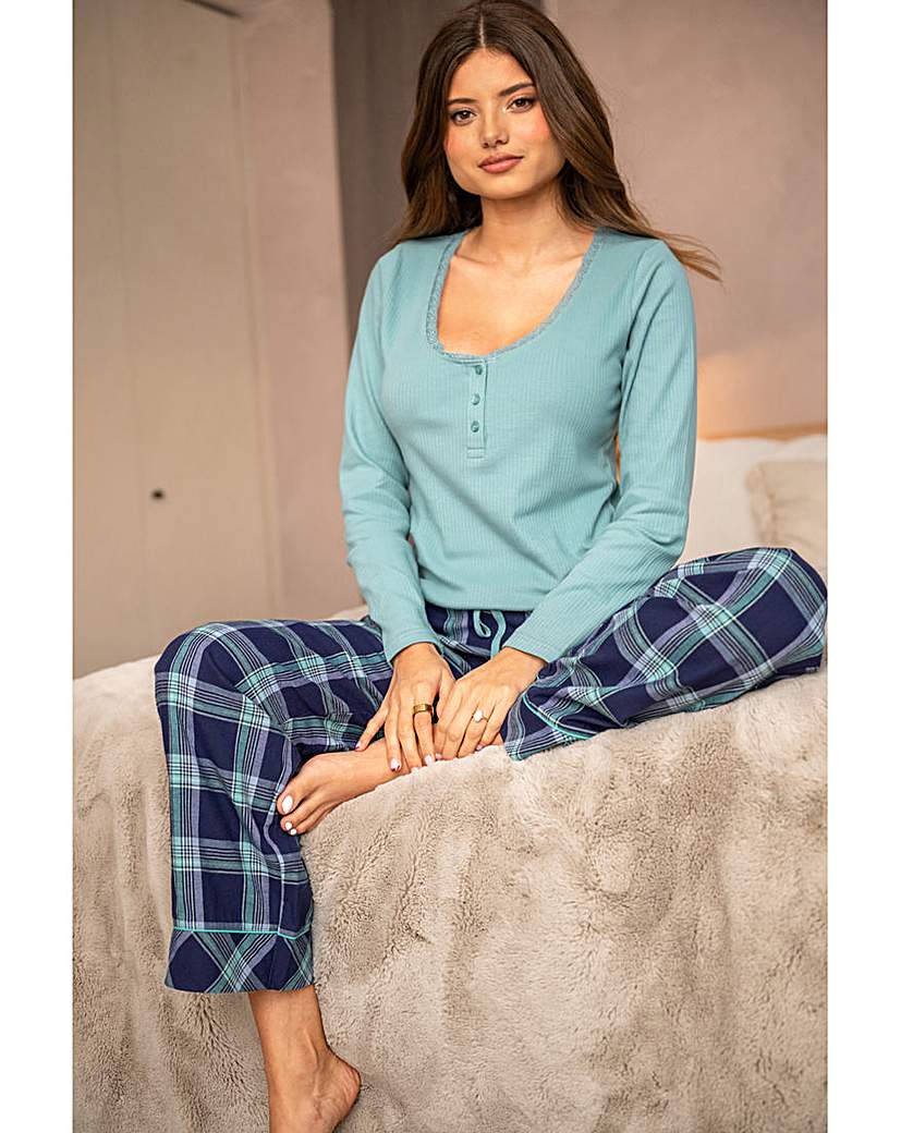 Pour Mo Top and Check Trouser Pyjama Set