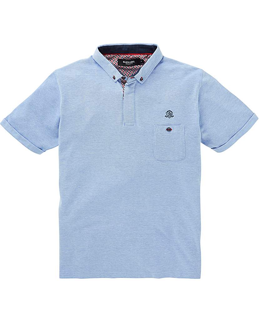 Image of Black Label Marl Pique Trim Polo Long