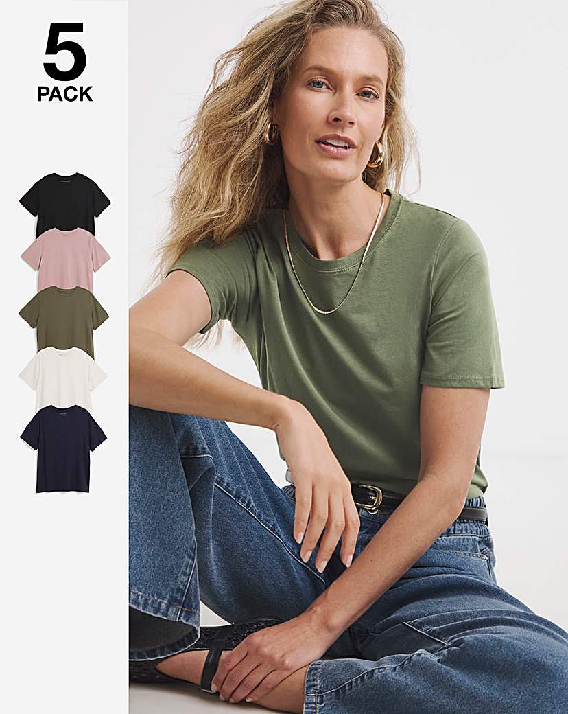 5 Pack Crew Neck Short Sleeve T-Shirt