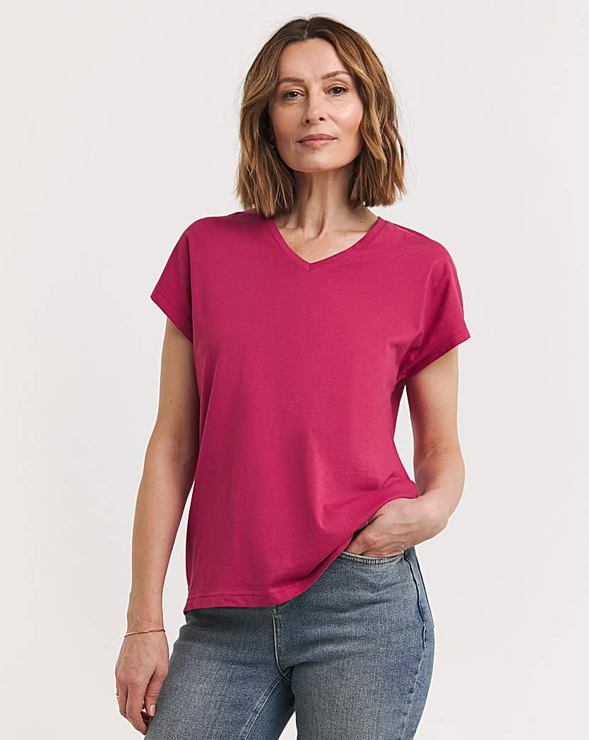 Pink V-Neck Short Sleeve T-Shirt