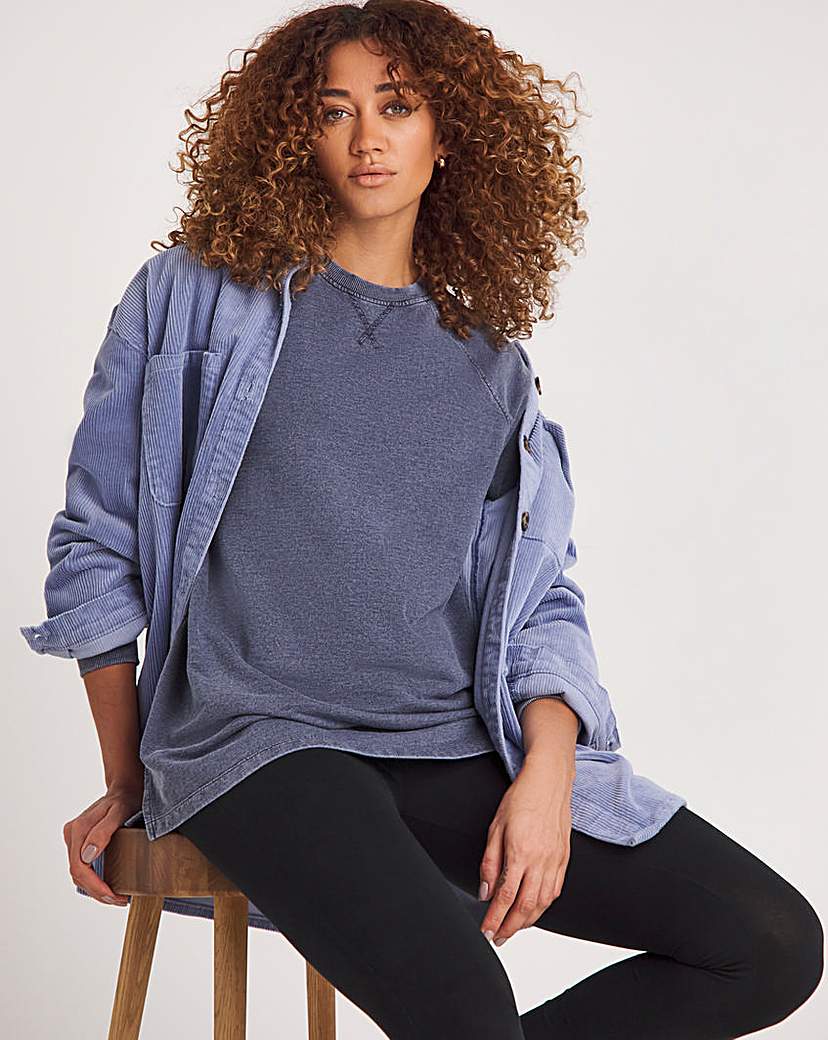 Washed Longline Crew Neck Sweatshirt