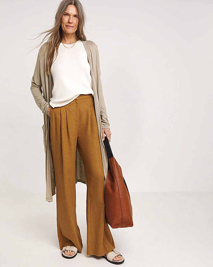 Taupe Longline Jersey Pocket Cardigan