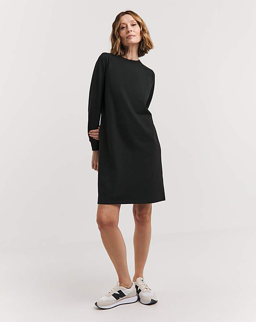 Black Crew Neck Sweat Dress