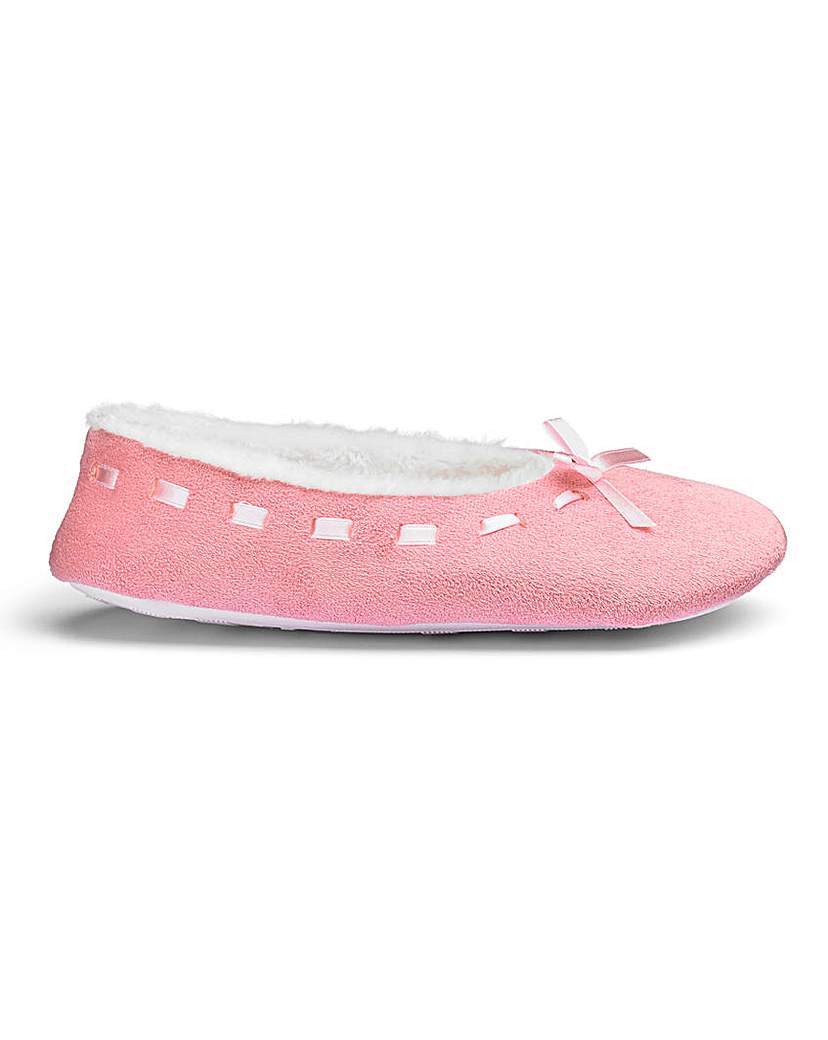 Image of Warm Lined Bow Detail Slippers E Fit