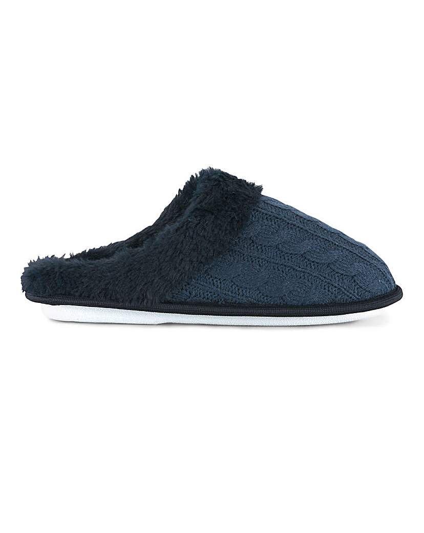 Cable Knit Mule Slippers E Fit