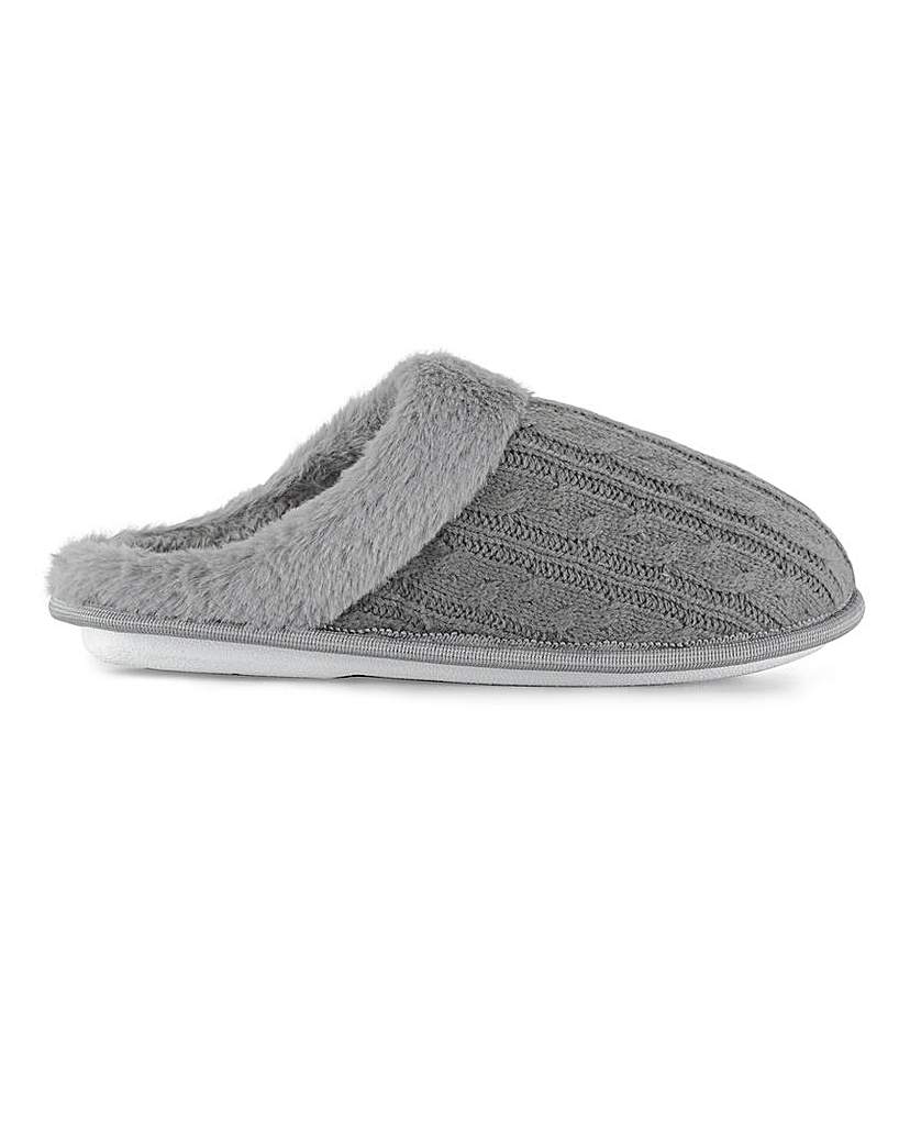 Cable Knit Mule Slippers EEE Fit