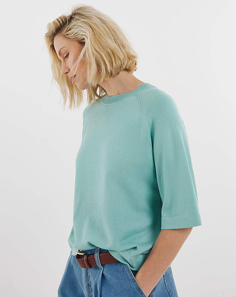 HALF SLEEVE RAGLAN KNITTED T-SHIRT