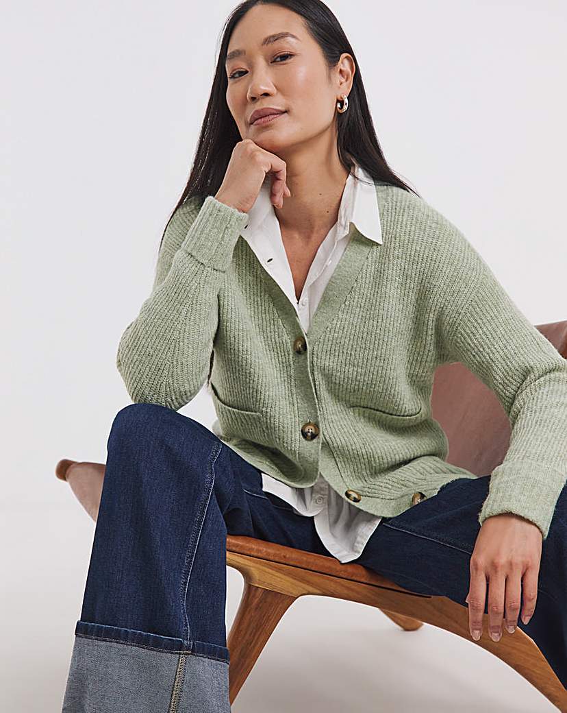 New In - SPONGE BUTTON RIB CARDIGAN