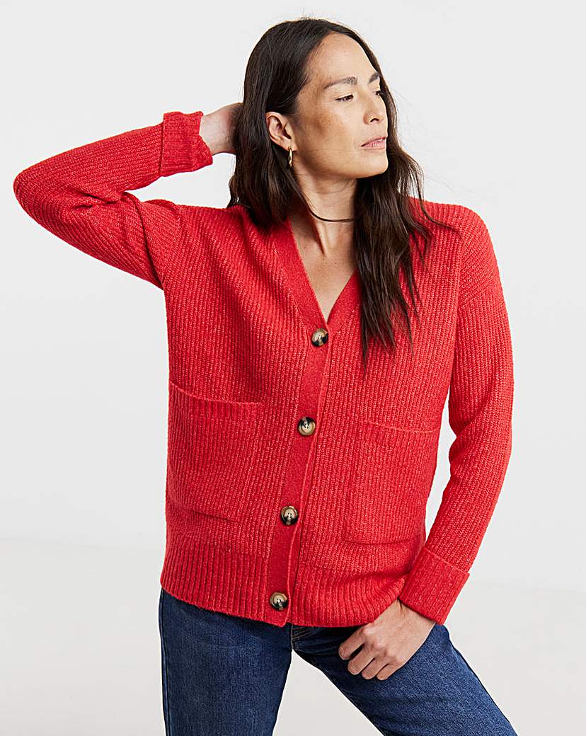 New In - SPONGE BUTTON RIB CARDIGAN