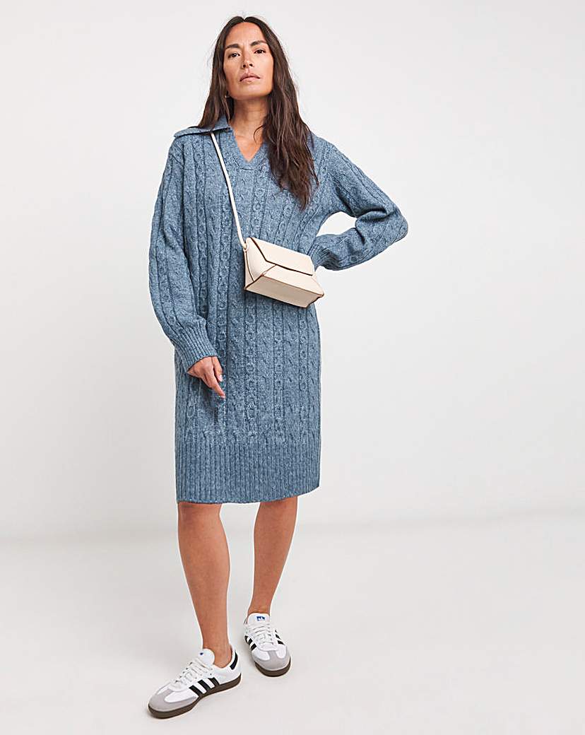 Cable Collar Jumper Dress