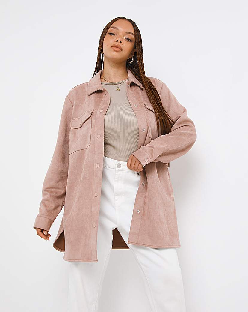 Pink Relaxed Suedette Shacket