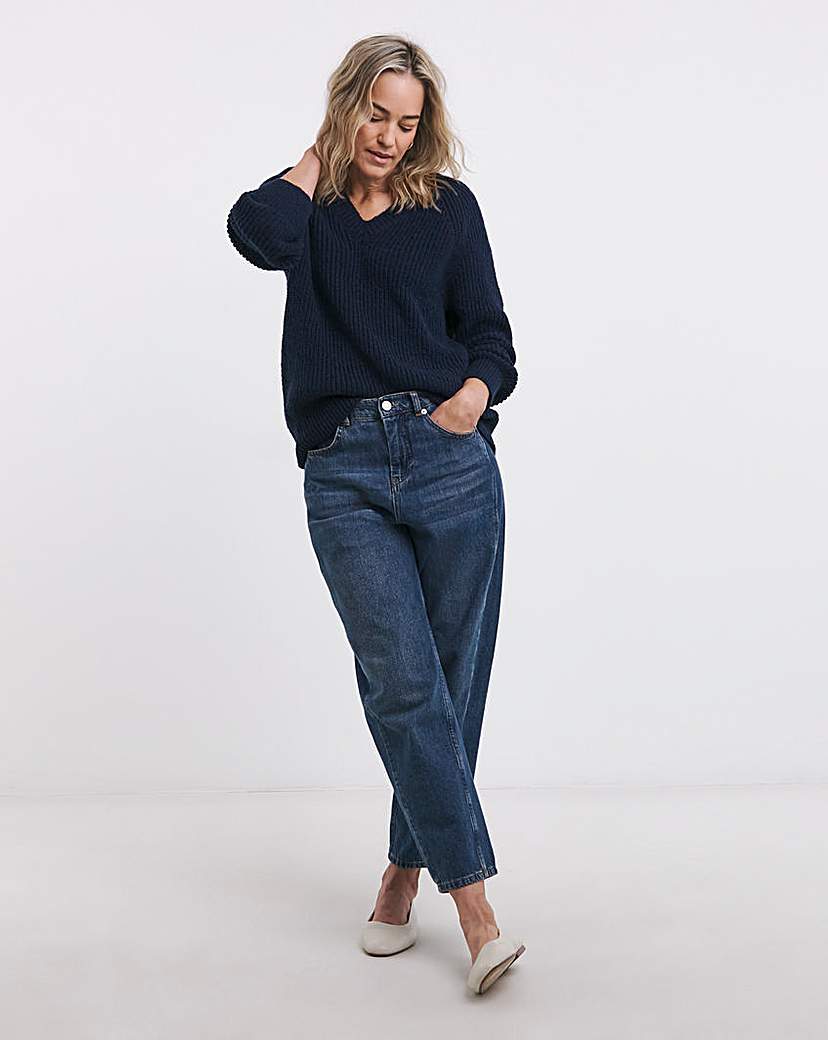 V NECK OPEN STITCH JUMPER