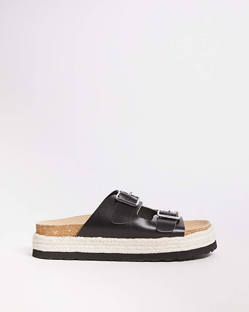 Leather Twin Buckle Sandal E Fit