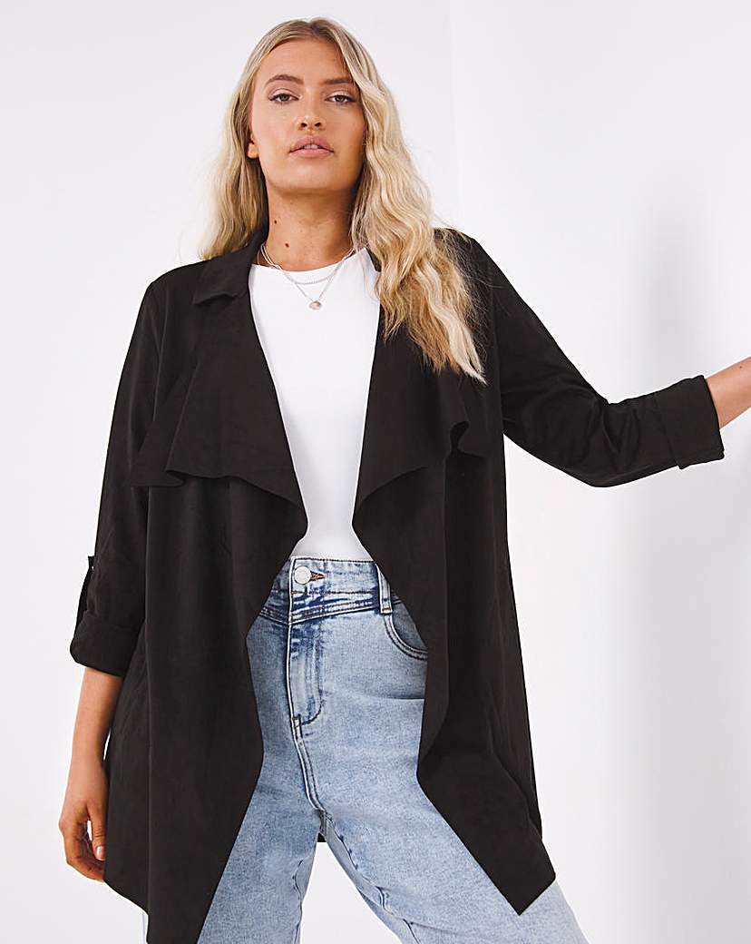 Black longline cheap waterfall jacket