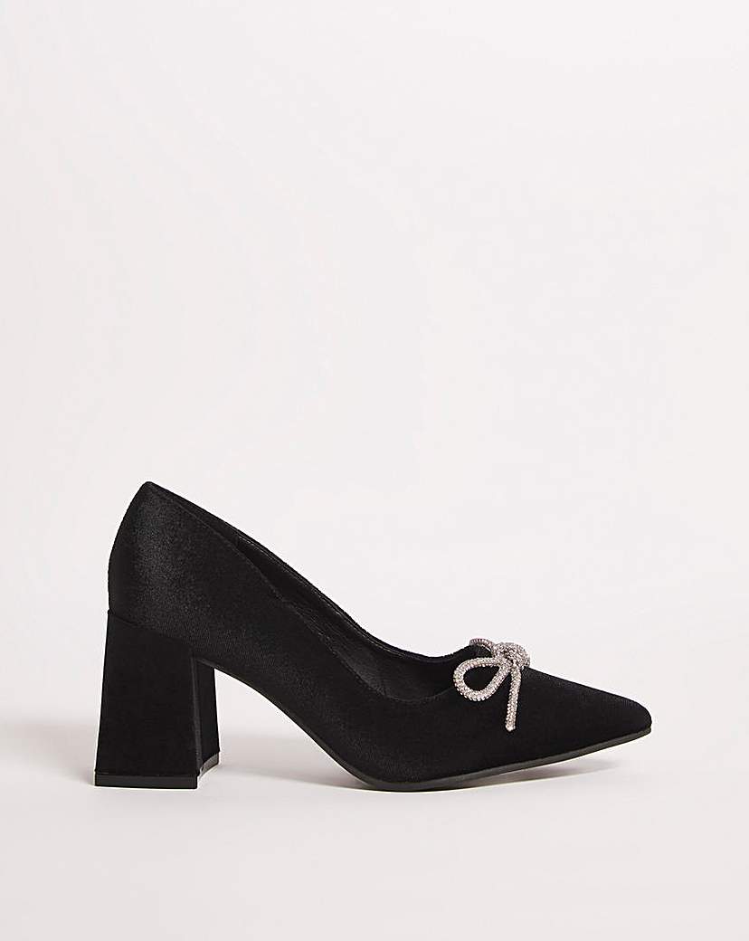 Velvet Block Heel Shoe E Fit