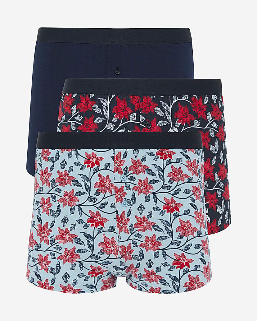 3 Pack Floral Print Loose Boxer