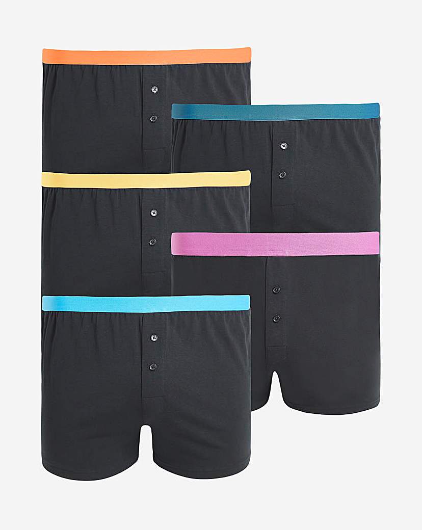 5 Pack Contrast Waistband Loose Boxer