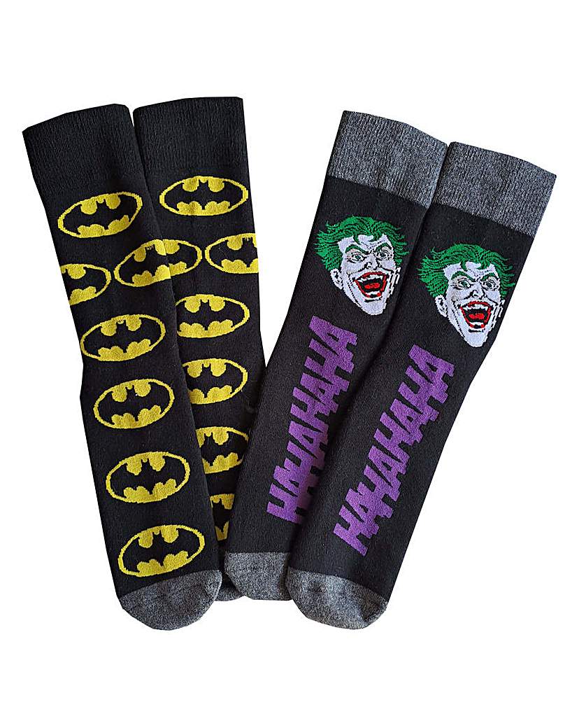 Mens 2pk Batman & Joker Slipper Sock