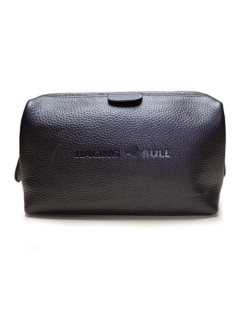 Raging Bull Leather Wash Bag - Black