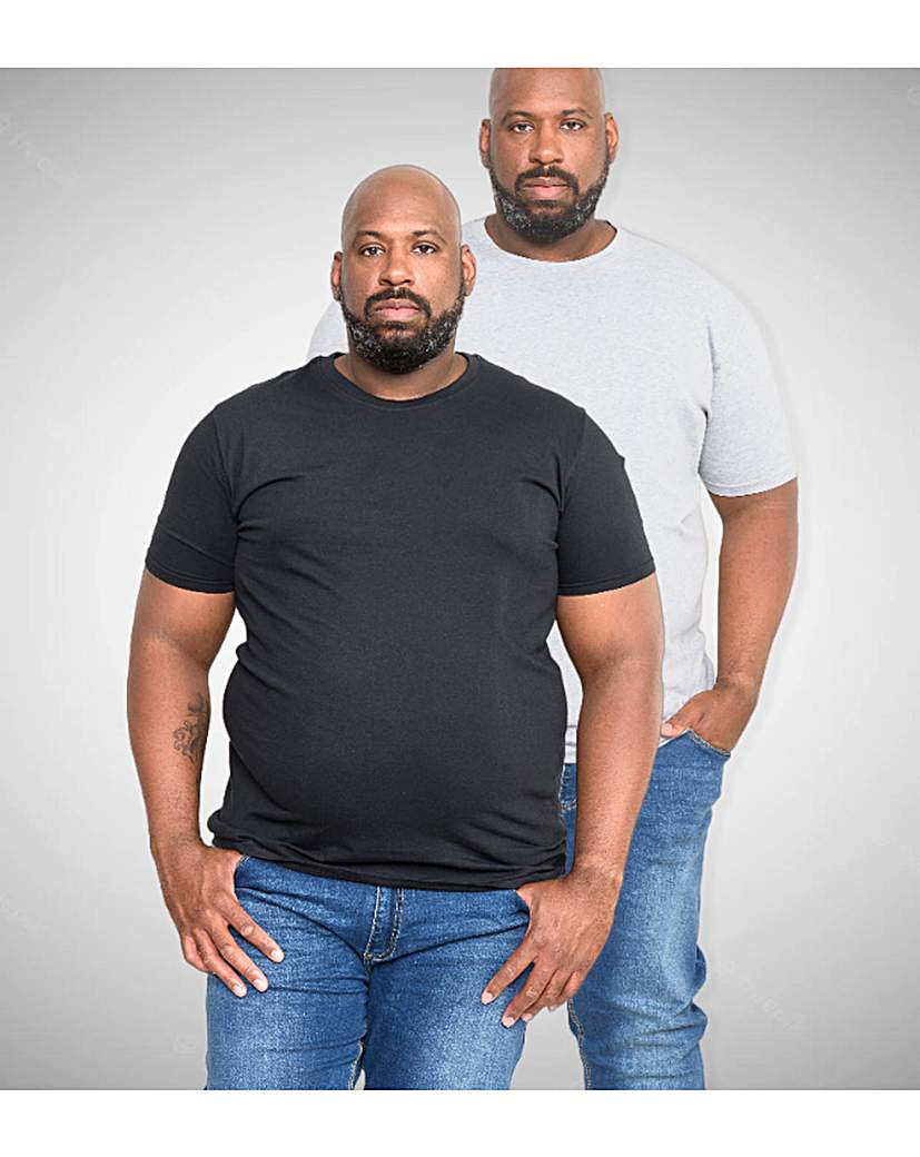 Two Pack Black/Grey Crew Neck T-shirts