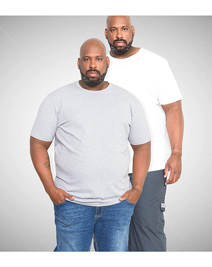 Two Pack Grey/White Crew Neck T-shirts