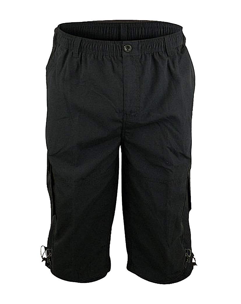 Black Cargo Capri Pant With Leg Pockets