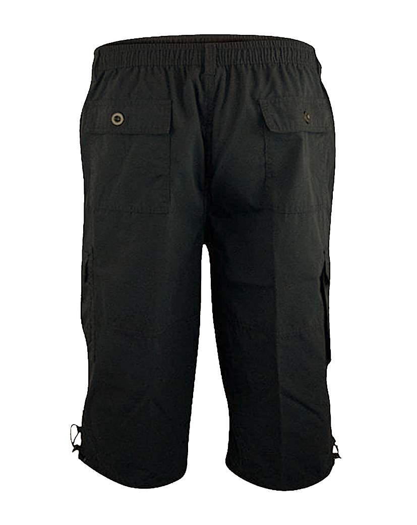 Black Cargo Capri Pant With Leg Pockets