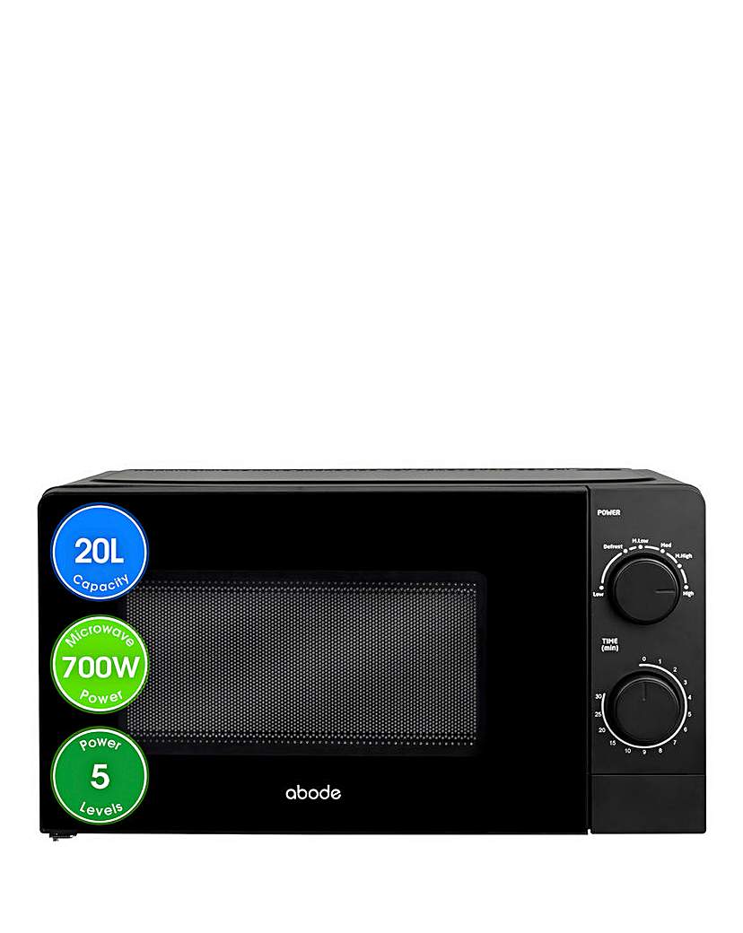 New In - Abode 20 Litre Black Manual Microwave