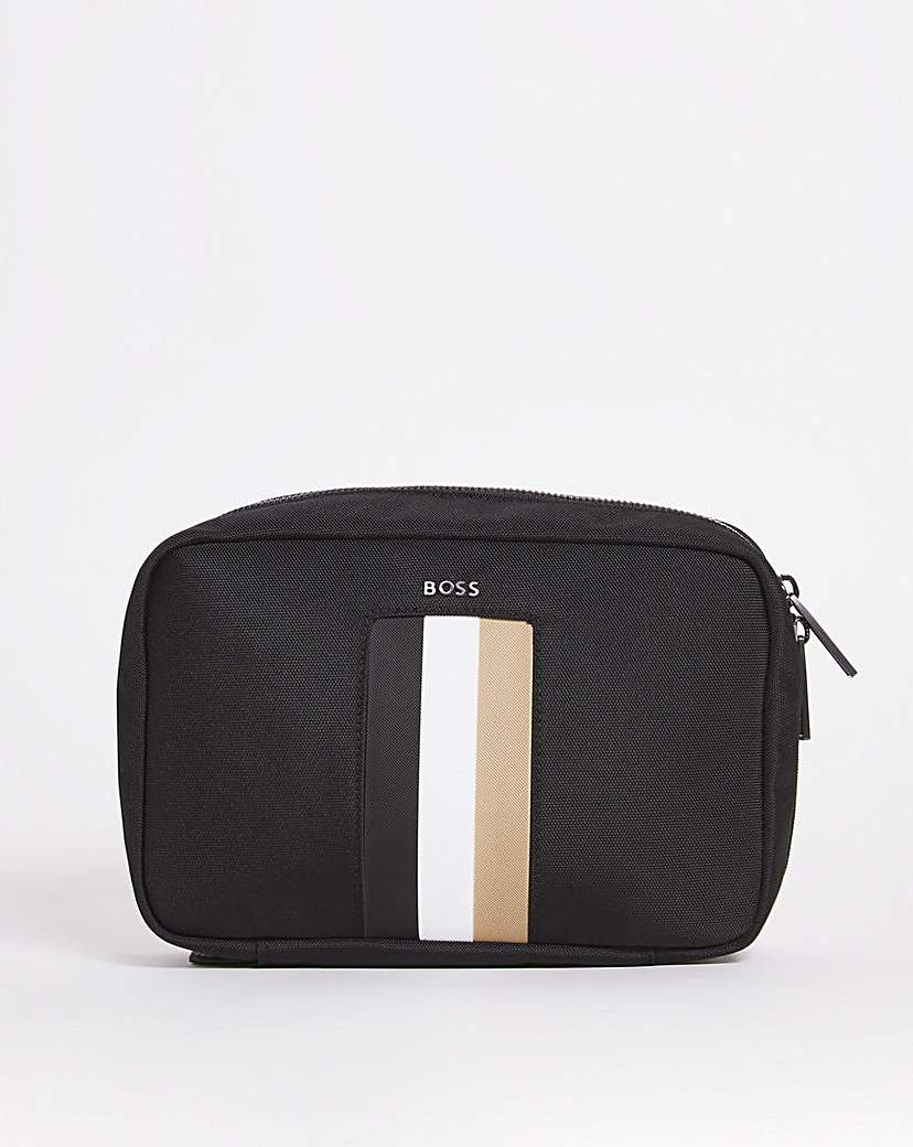 BOSS Logo Stripe Washbag - Black